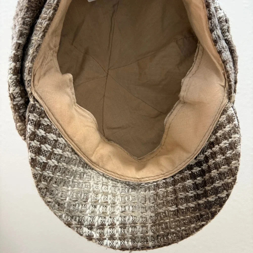 Newsboy‎ Brown Wool Blend Textured Chunky Button Detail Cap Hat One Size